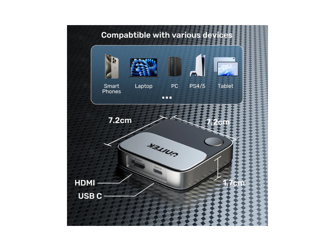 Unitek 4K HDMI Wireless Screen Mirroring Device - 25M, Easy Setup Unitek 4K HDMI Wireless Screen Mirroring Device - 25M, Easy Setup